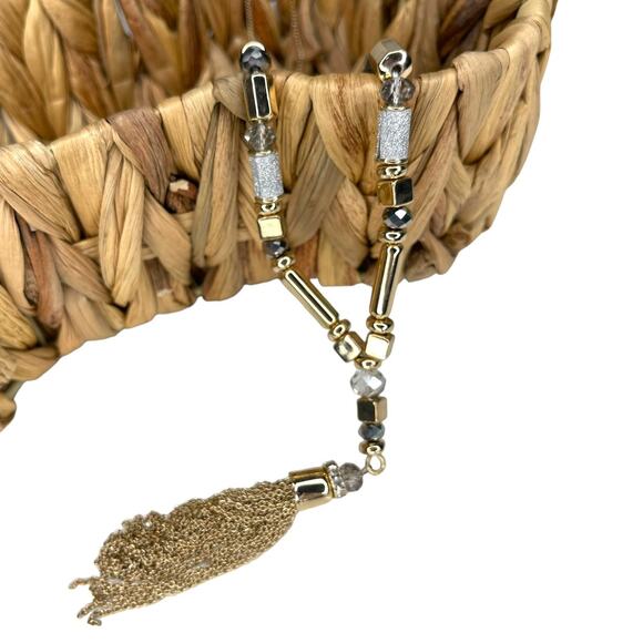 The Limited Gold and Silver Beaded Tassel Necklace - Picture 4 of 7
